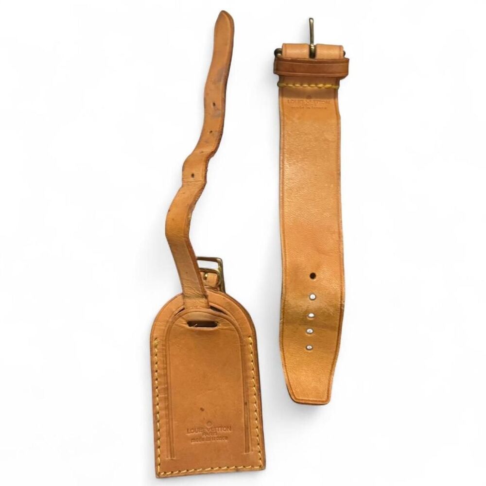 Louis Vuitton Vachetta Leather Luggage Tag & Strap Replacement Keepall Auth - Picture 6 of 8